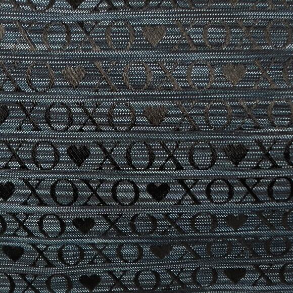 Large Vintage XOXO Hobo Blue Black Letters Brass Studded Y2K Zippered Tote Bag - Picture 11 of 16